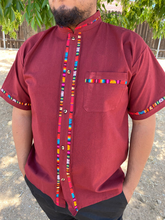 Mens Guayabera (BURGUNDY)